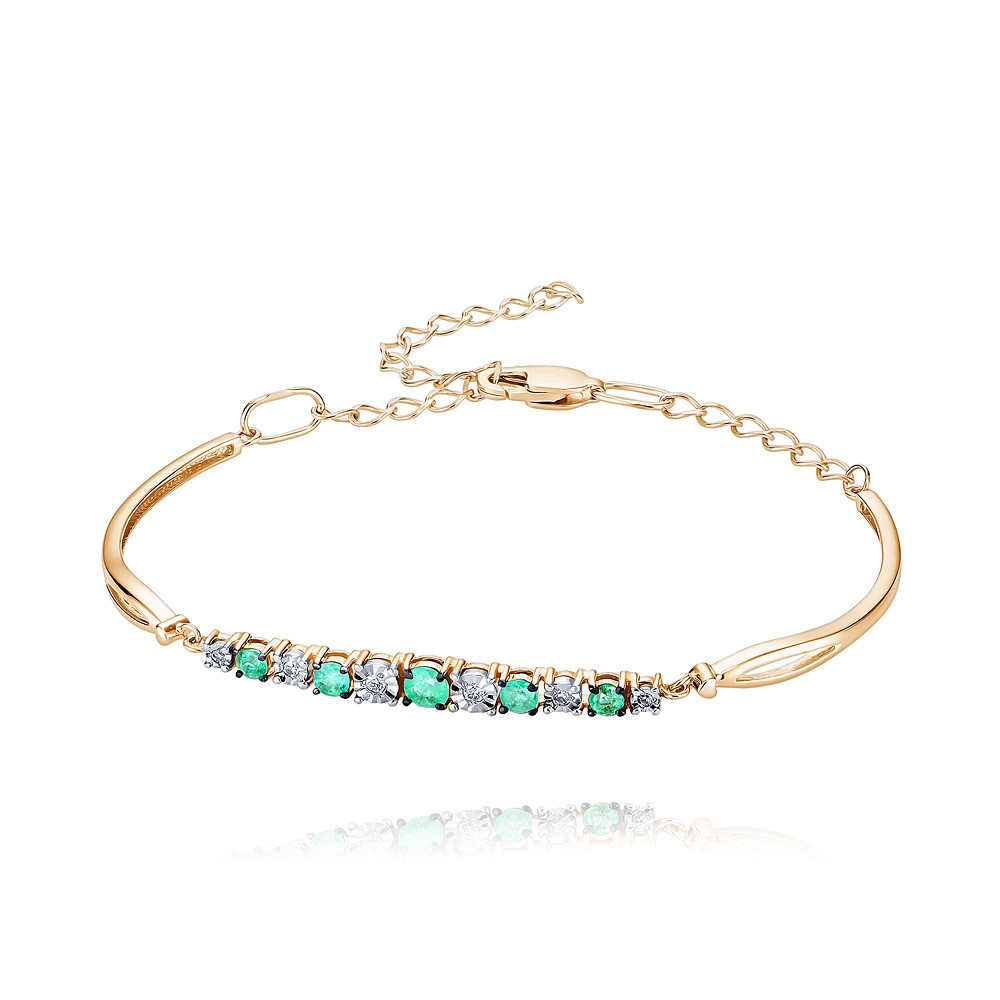 

Браслет из красного золота с бриллиантом/изумрудом р.  ADAMAS 7424030-А50ДЧЛ2-433, 7424030-А50ДЧЛ2-433