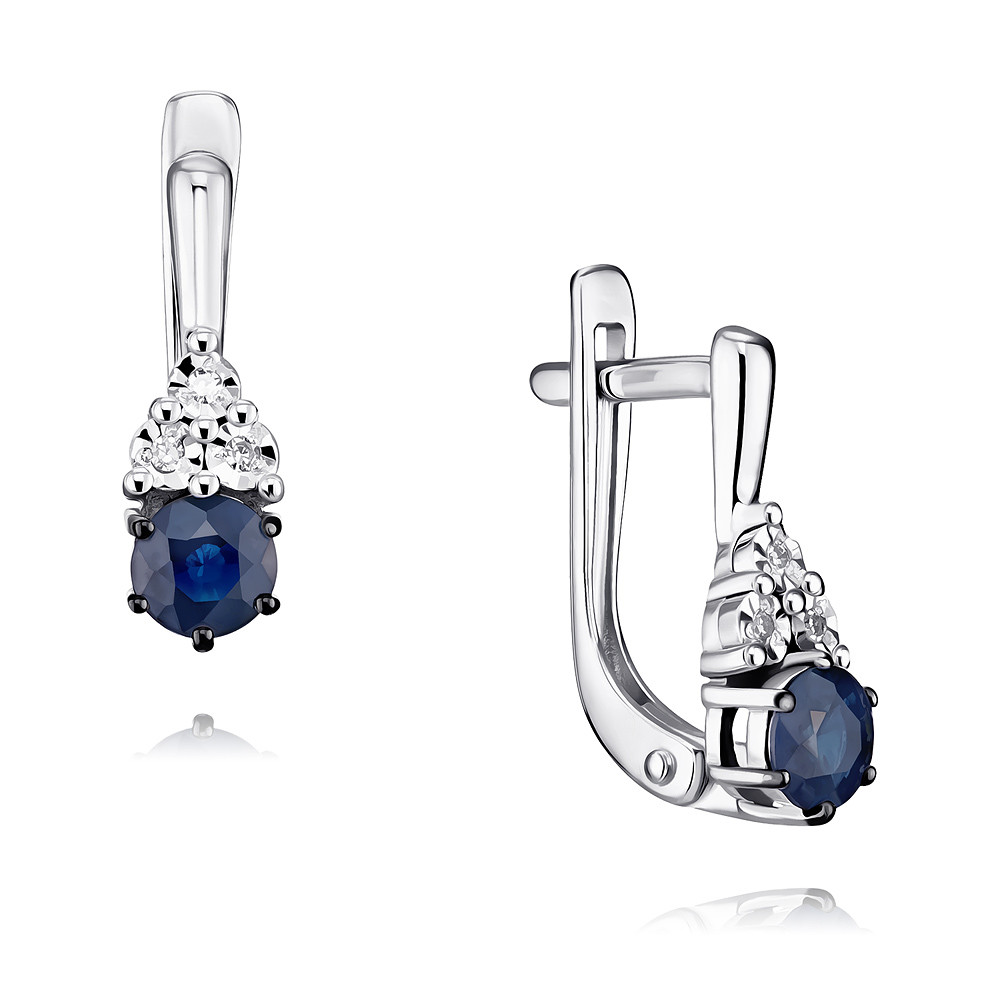 

Серьги из белого золота с бриллиантом/сапфиром ADAMAS 2424028-А51ДЧЛ2-432, 2424028-А51ДЧЛ2-432