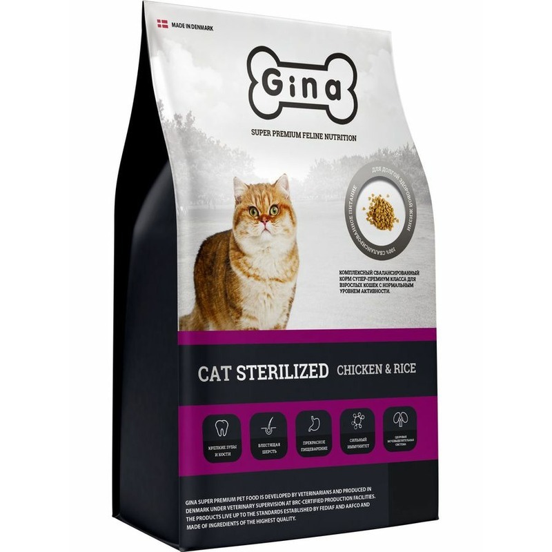 Сухой корм для кошек Gina Cat Sterilized с курицей и рисом, для стерилизованных, 18 кг