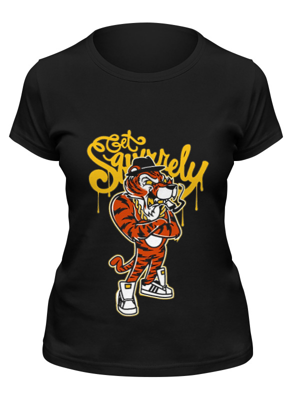 

Футболка женская Printio Gangsta tiger черная 2XL, Черный, Gangsta tiger