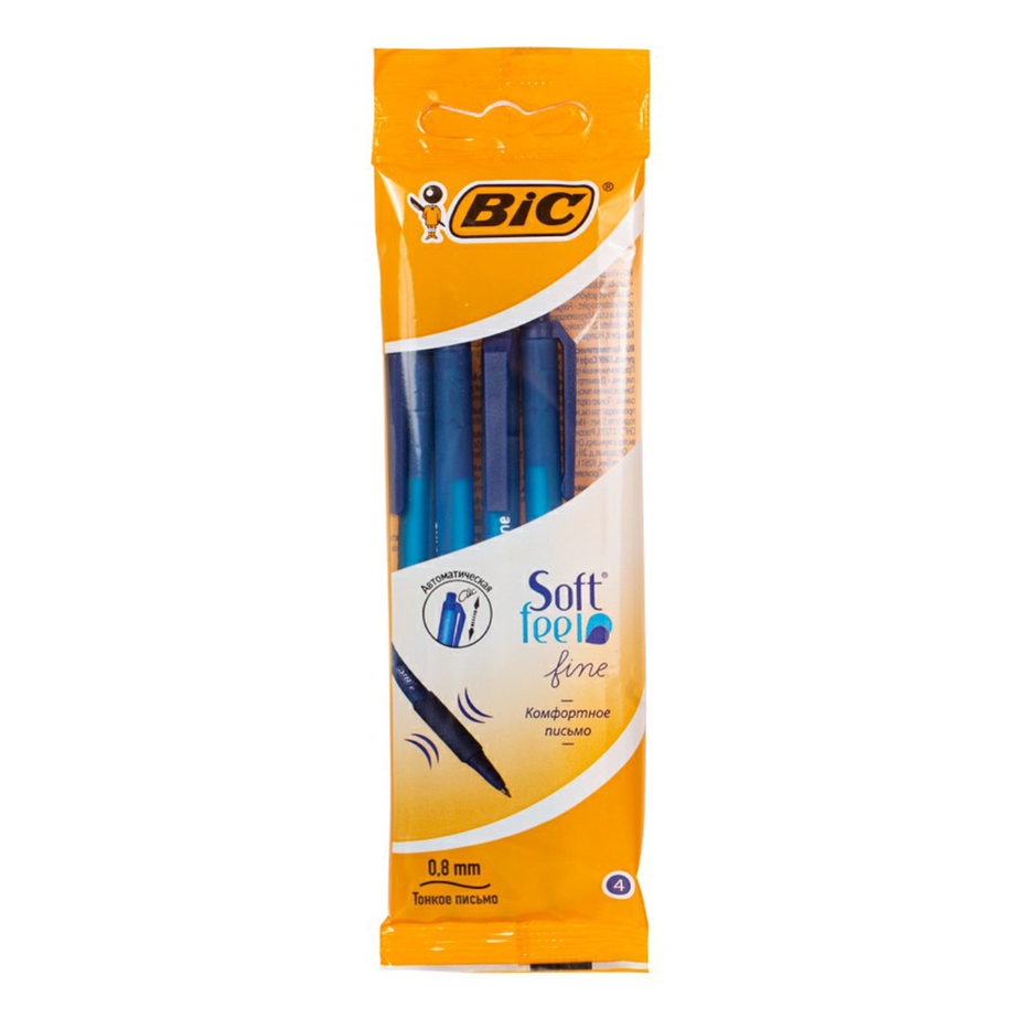 

Набор шариковых ручек Bic цвет чернил синий 4 шт