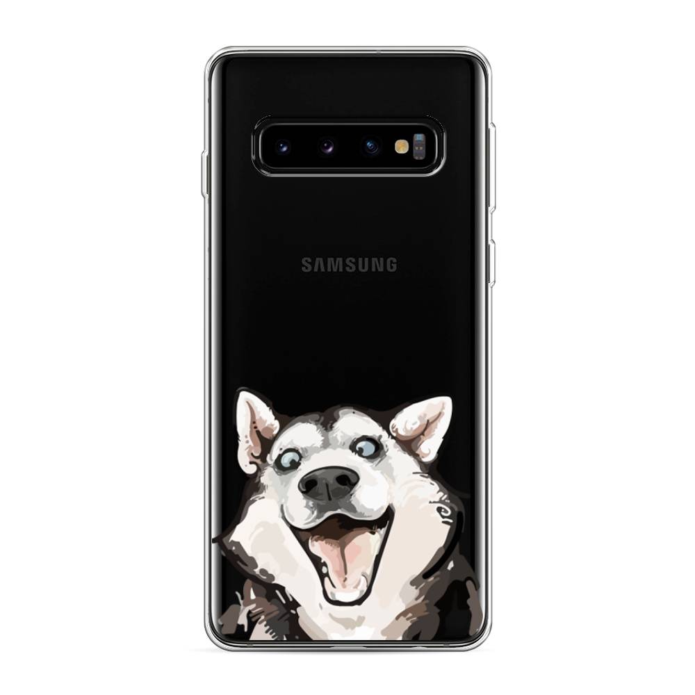 фото Силиконовый чехол "радостный хаски" на samsung galaxy s10 awog