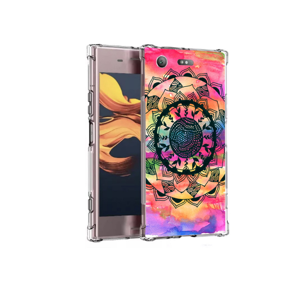 

Чехол MyPads Tocco для Sony Xperia XZ1 Compact яркая абстракция круглый цветок, Прозрачный, Tocco