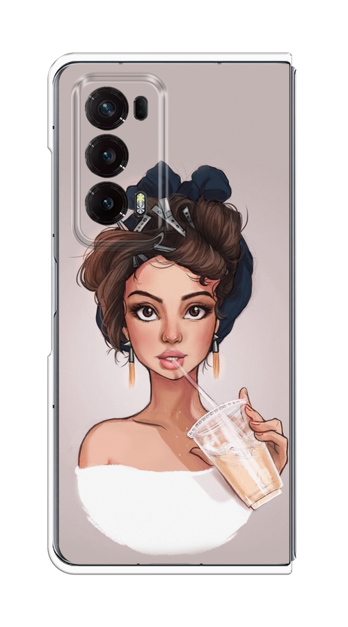 

Чехол на Honor Magic V2 "Девушка с фраппе", Серый, 6123550-1