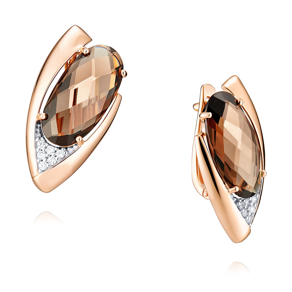

Серьги из красного золота с раухтопазом/фианитом ADAMAS 24036940/01-А50Д-726, 24036940/01-А50Д-726