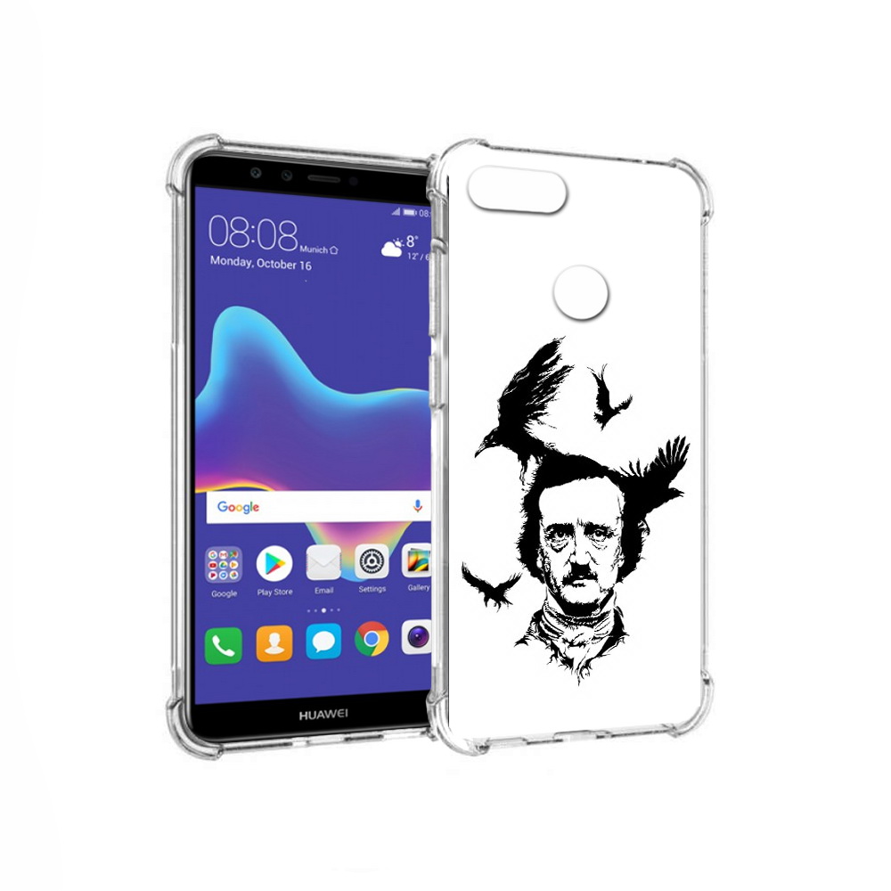 

Чехол MyPads Tocco для Huawei Enjoy 8 Plus Эдгар Аллан черно белый (PT108787.33.204), Прозрачный, Tocco
