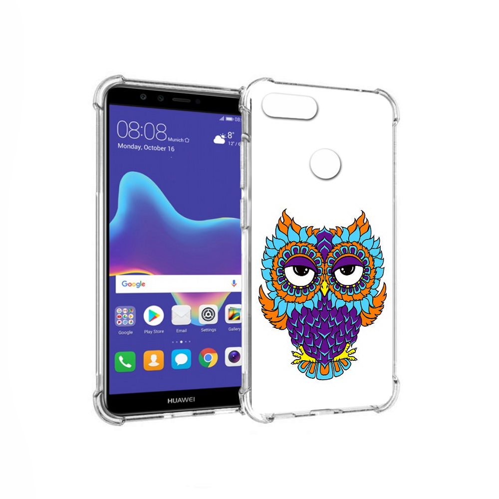 

Чехол MyPads Tocco для Huawei Enjoy 8 Plus Цветная сова (PT108787.33.198), Прозрачный, Tocco