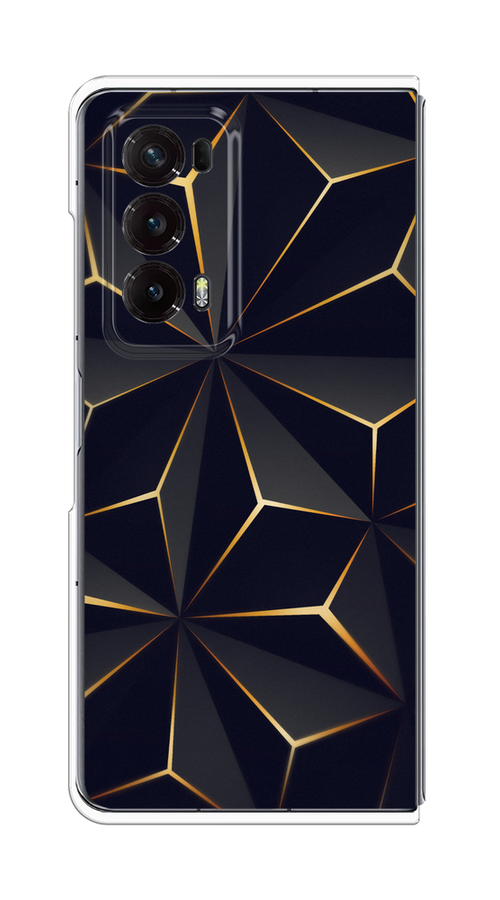 

Чехол на Honor Magic V2 "Черные полигоны", Золотистый;черный, 6123550-1