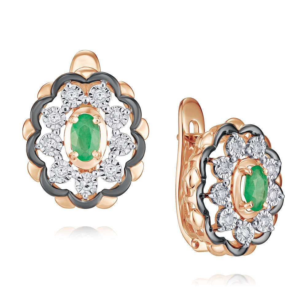 

Серьги из красного золота с бриллиантом/изумрудом ADAMAS 24036934/01-А50Ч-433, 24036934/01-А50Ч-433
