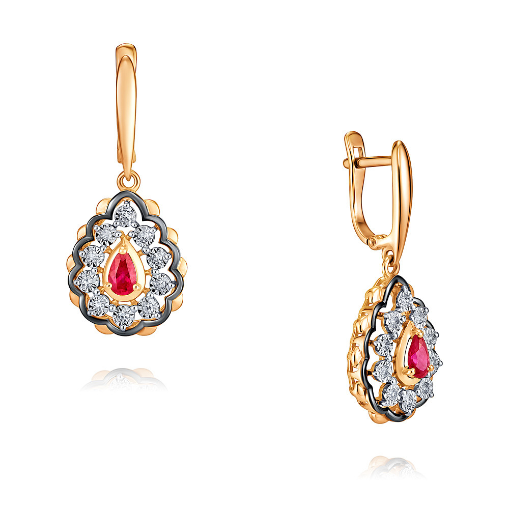 

Серьги из красного золота с бриллиантом/рубином ADAMAS 24036935/01-А50Ч-431, 24036935/01-А50Ч-431