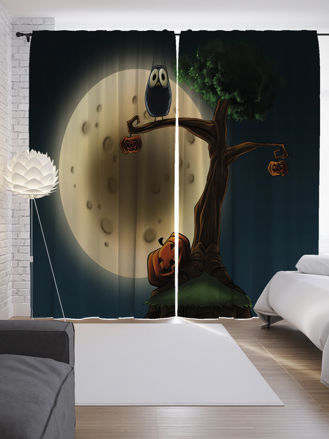 

Шторы JoyArty с фотопечатью "Лунный зверек" из сатена, 290х265 см, Лунный зверек