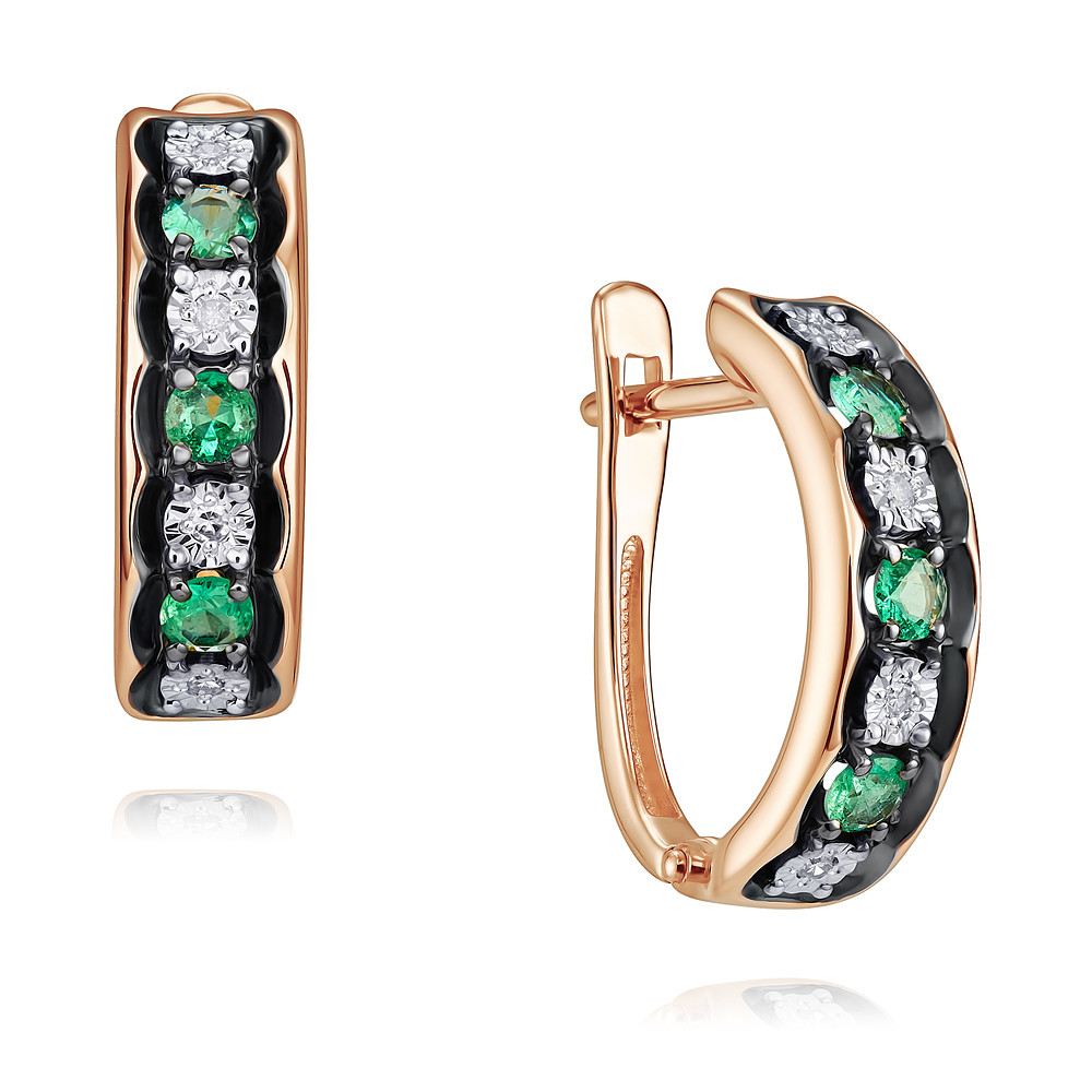 

Серьги из красного золота с бриллиантом/изумрудом ADAMAS 24036932/01-А50Ч-433, 24036932/01-А50Ч-433