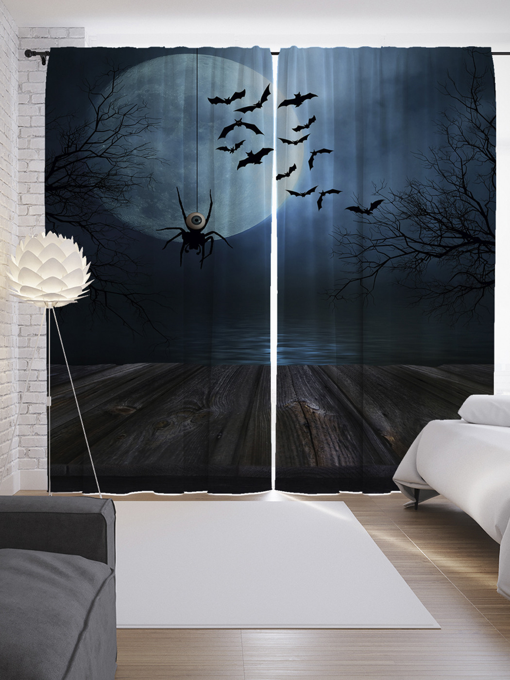 

Шторы JoyArty с фотопечатью "Спускающийся паук" из сатена, 290х265 см, Спускающийся паук