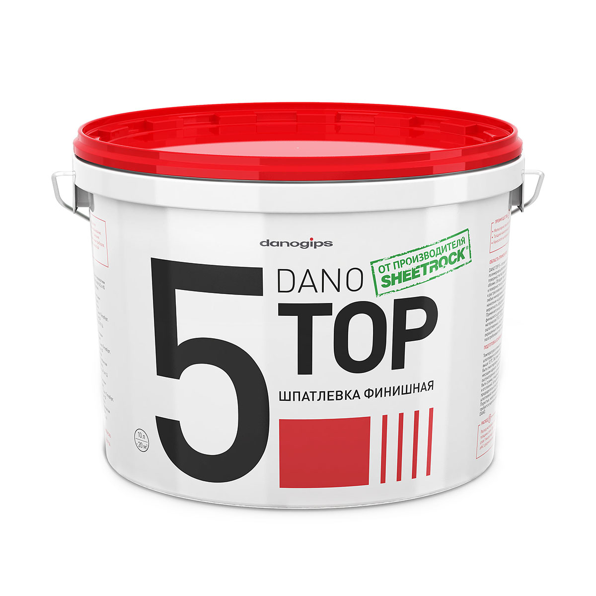 Шпатлевка финишная полимерная Danogips Top 5, 10 л полимерная шпатлевка kiilto