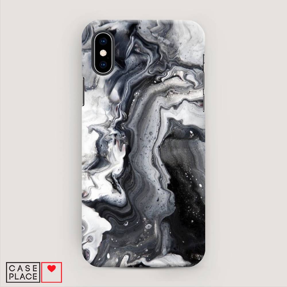 

Пластиковый чехол "Бело-черные сложные полосы" на Apple iPhone XS (10S), 11820-2
