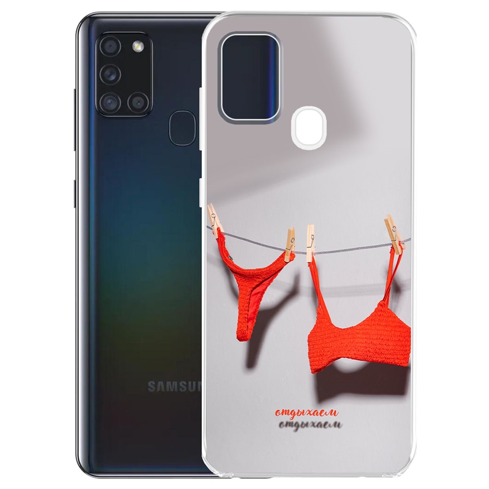 фото Чехол-накладка krutoff clear case отдыхаем для samsung galaxy a21s (a217)