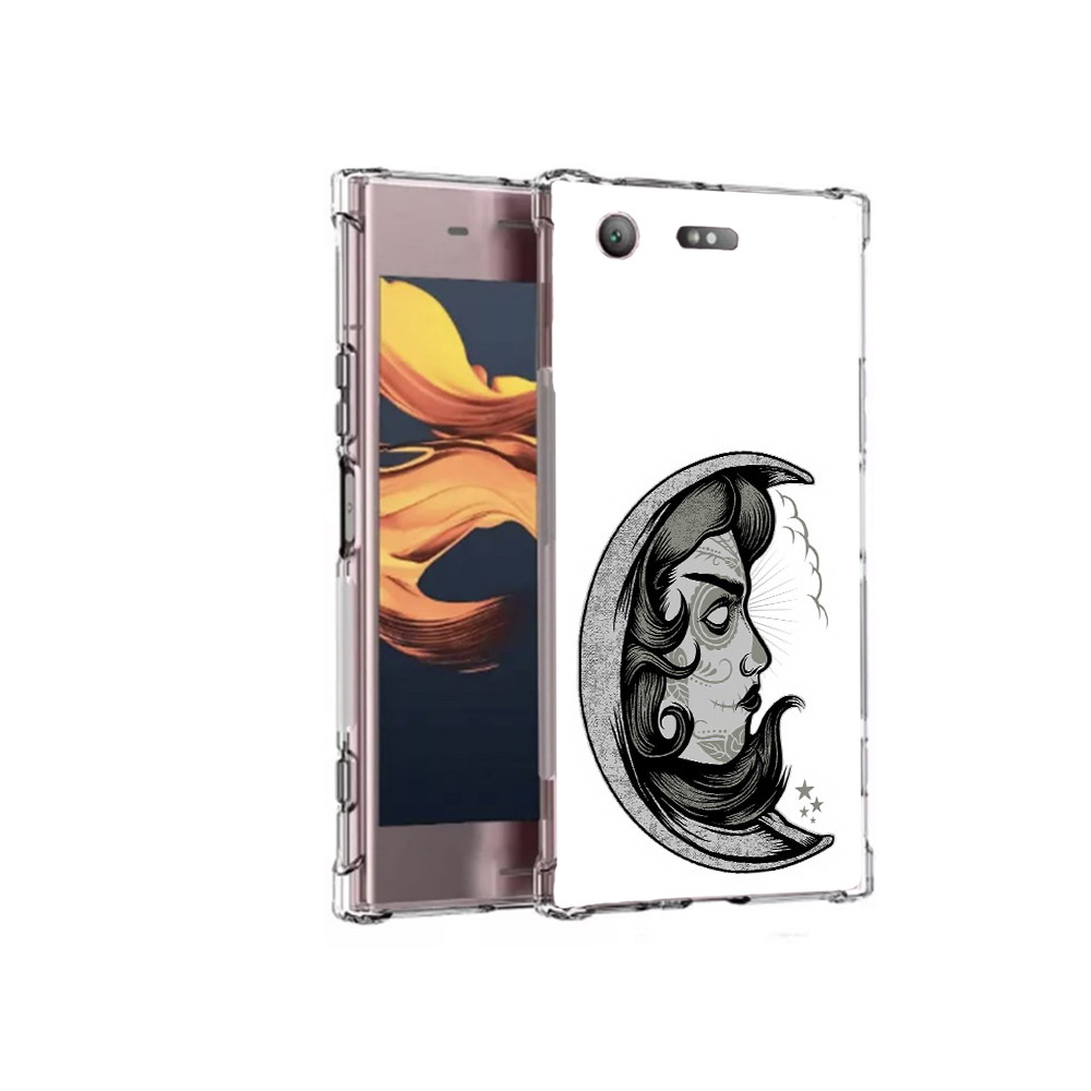 

Чехол MyPads Tocco для Sony Xperia XZ1 Compact черно белая луна с лицом (PT91855.237.680), Прозрачный, Tocco