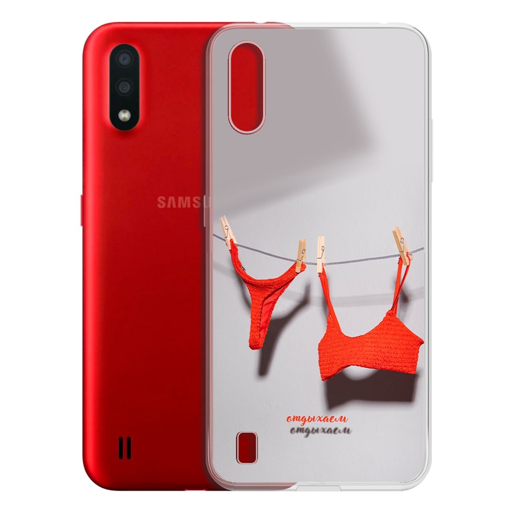 фото Чехол-накладка krutoff clear case отдыхаем для samsung galaxy a01/m01 (a015/m015)