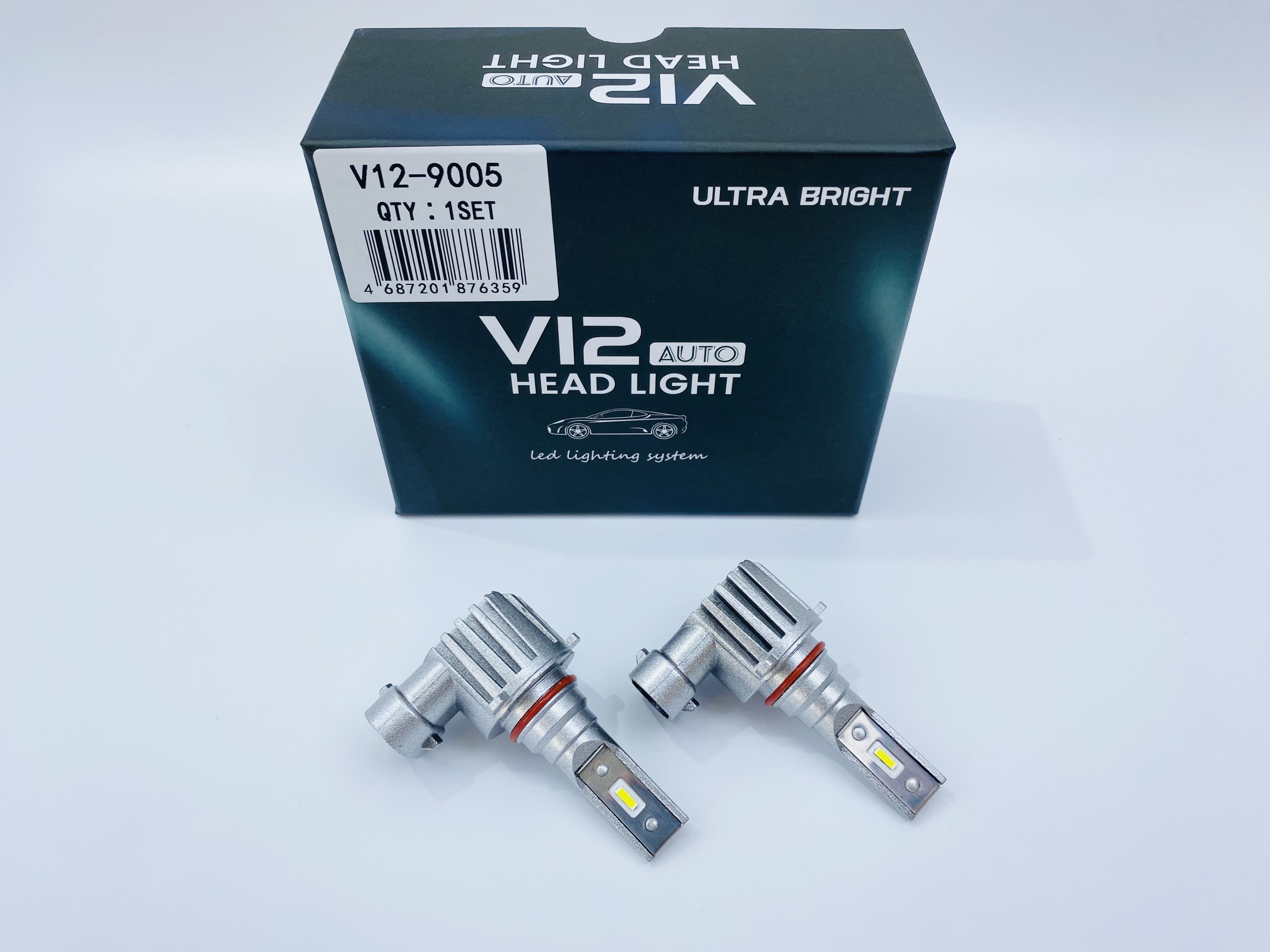 Светодиодные LED лампы V12, 12-24В, 60Вт, 5500К, цоколь НB3 (9005), комплект 2шт