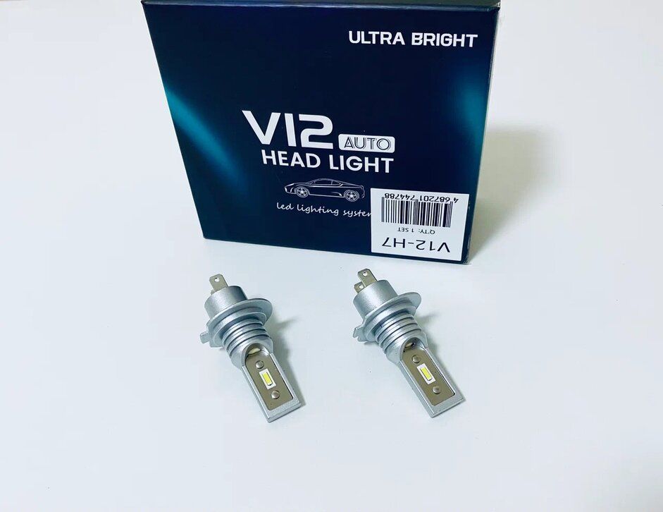 

Светодиодные LED лампы V12, 12-24В, 60Вт, 5500К, цоколь Н7, комплект 2шт, SLV12H7