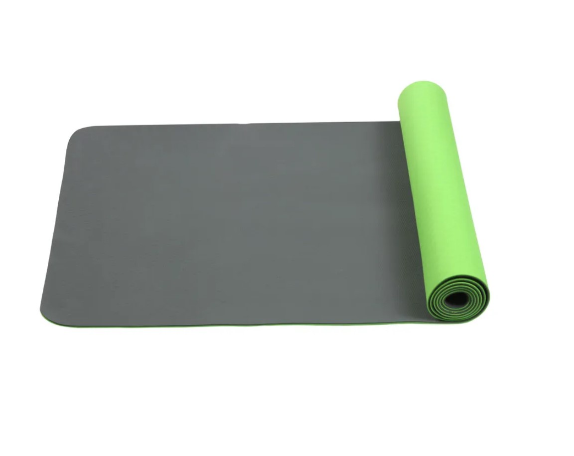 Коврик для йоги двухслойный PRCTZ 173х61х0,4см зеленый/серый
