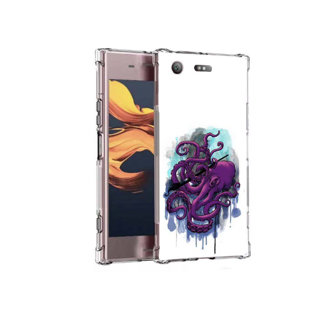 

Чехол MyPads Tocco для Sony Xperia XZ1 Compact фиолетовый осьминог (PT91855.237.658), Прозрачный, Tocco