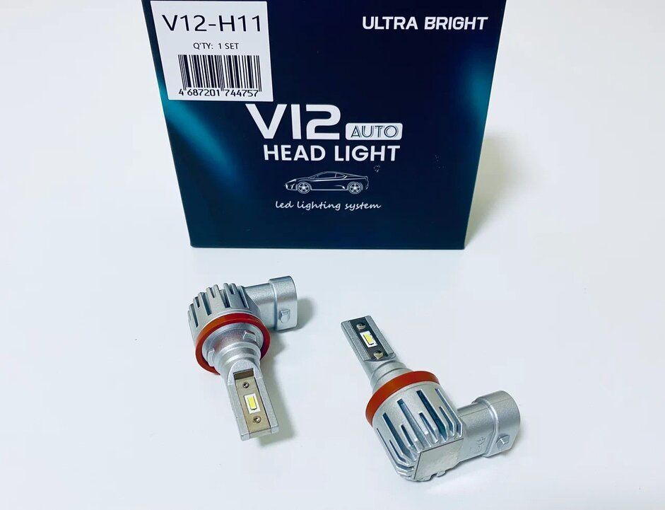 

Светодиодные LED лампы V12, 12-24В, 60Вт, 5500К, цоколь Н11, комплект 2шт, SLV12H11