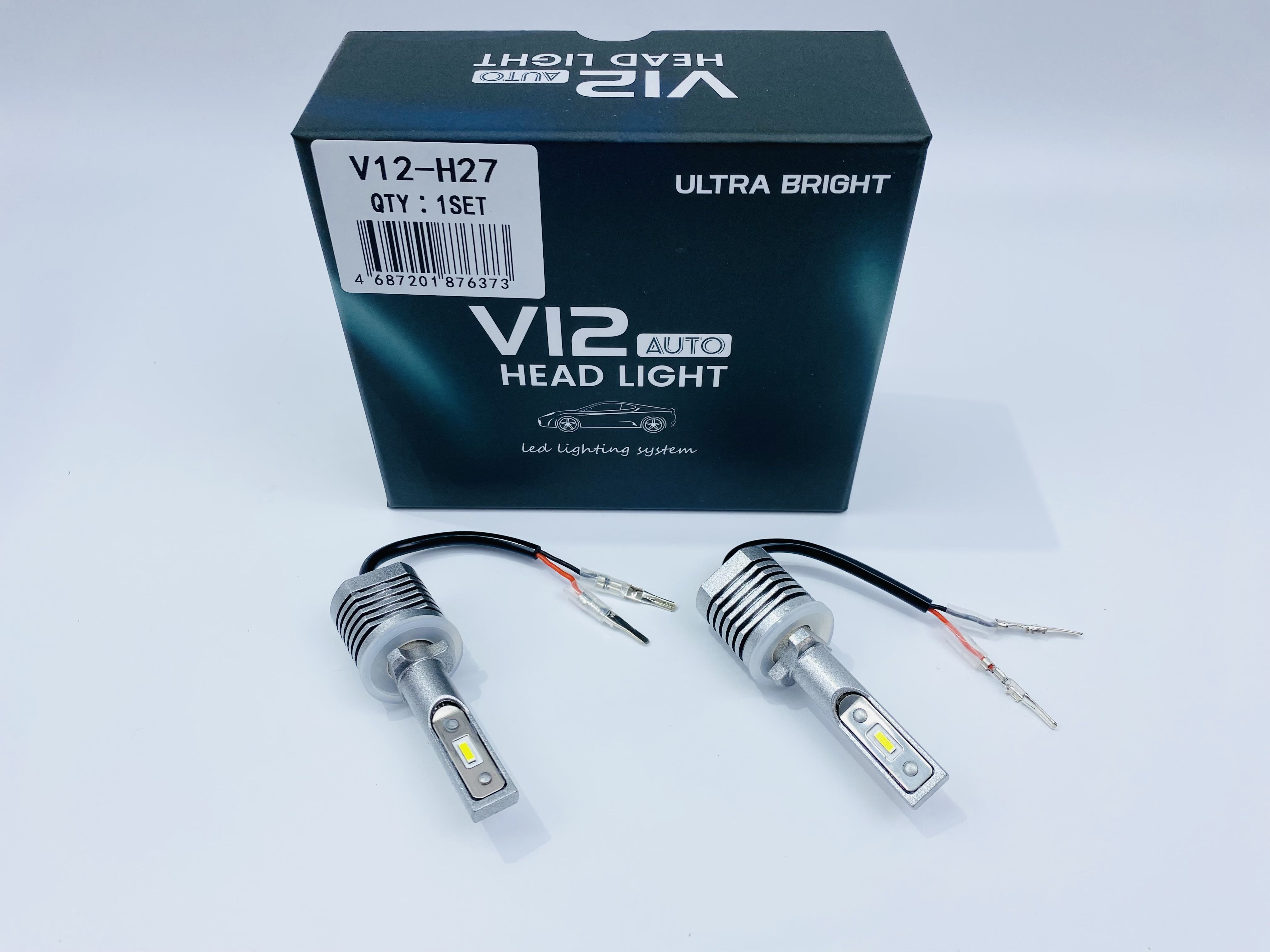 Светодиодные LED лампы V12, 12-24В, 60Вт, 5500К, цоколь Н27 (880/881), комплект 2шт