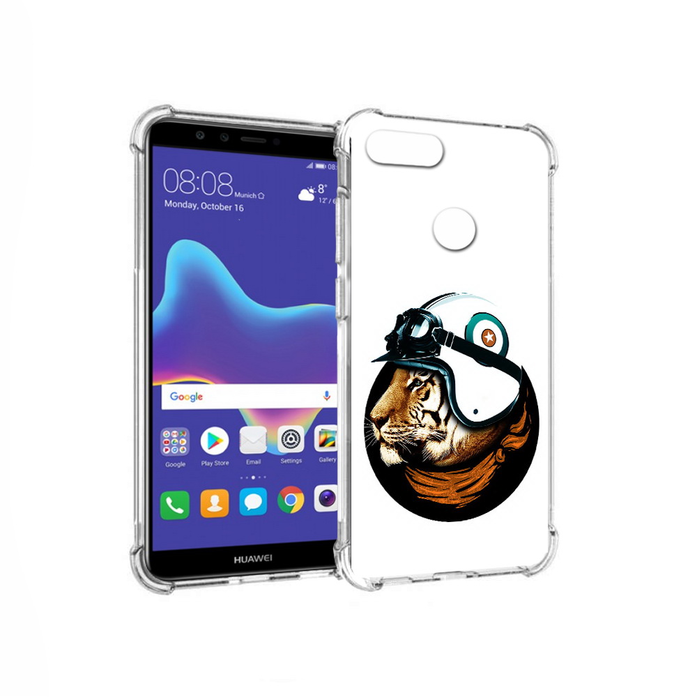 

Чехол MyPads Tocco для Huawei Enjoy 8 Plus Тигр в шлеме (PT108787.33.171), Прозрачный, Tocco
