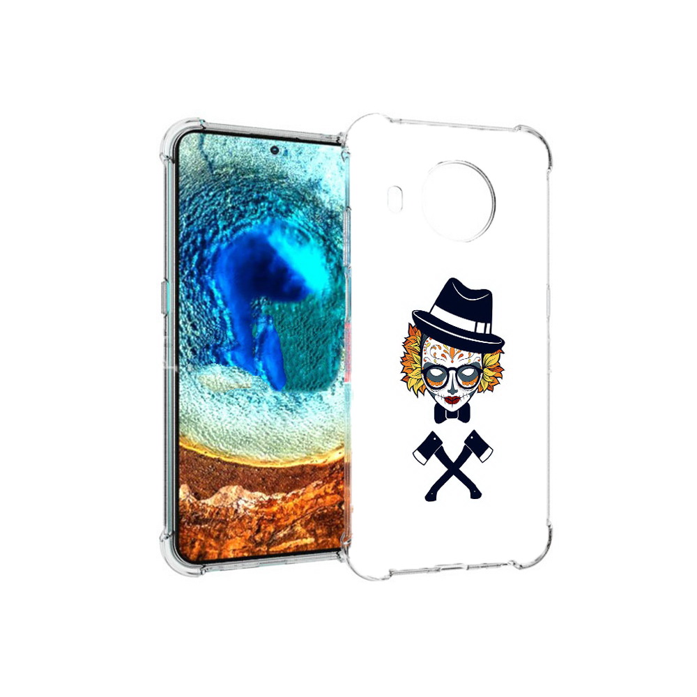 

Чехол MyPads Tocco для Nokia X20 девушка в маске с топорами рисунок (PT159436.101.304), Прозрачный, Tocco