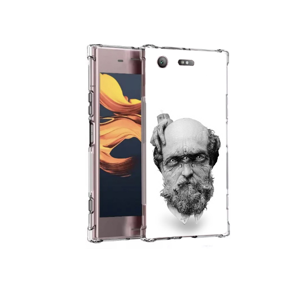 

Чехол MyPads Tocco для Sony Xperia XZ1 Compact страшный бородатый мужчина абстракция, Прозрачный, Tocco