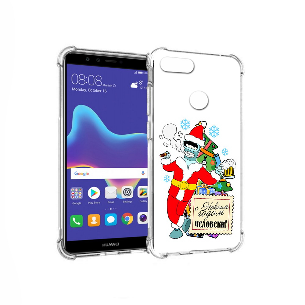 

Чехол MyPads Tocco для Huawei Enjoy 8 Plus С новым годом человеки (PT108787.33.150), Прозрачный, Tocco