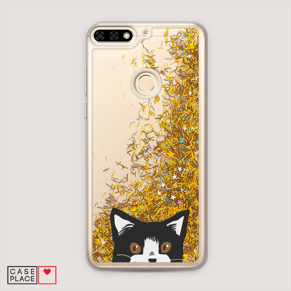 

Чехол Awog на Huawei Y6 Prime 2018 "Подглядывающий кот", Черный, 65790-1