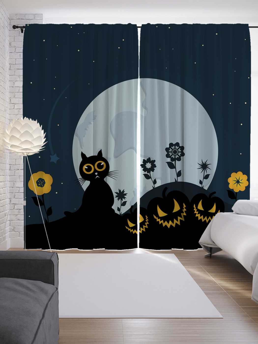 

Шторы JoyArty с фотопечатью "Ночной котик" из сатена, 290х265 см, Ночной котик