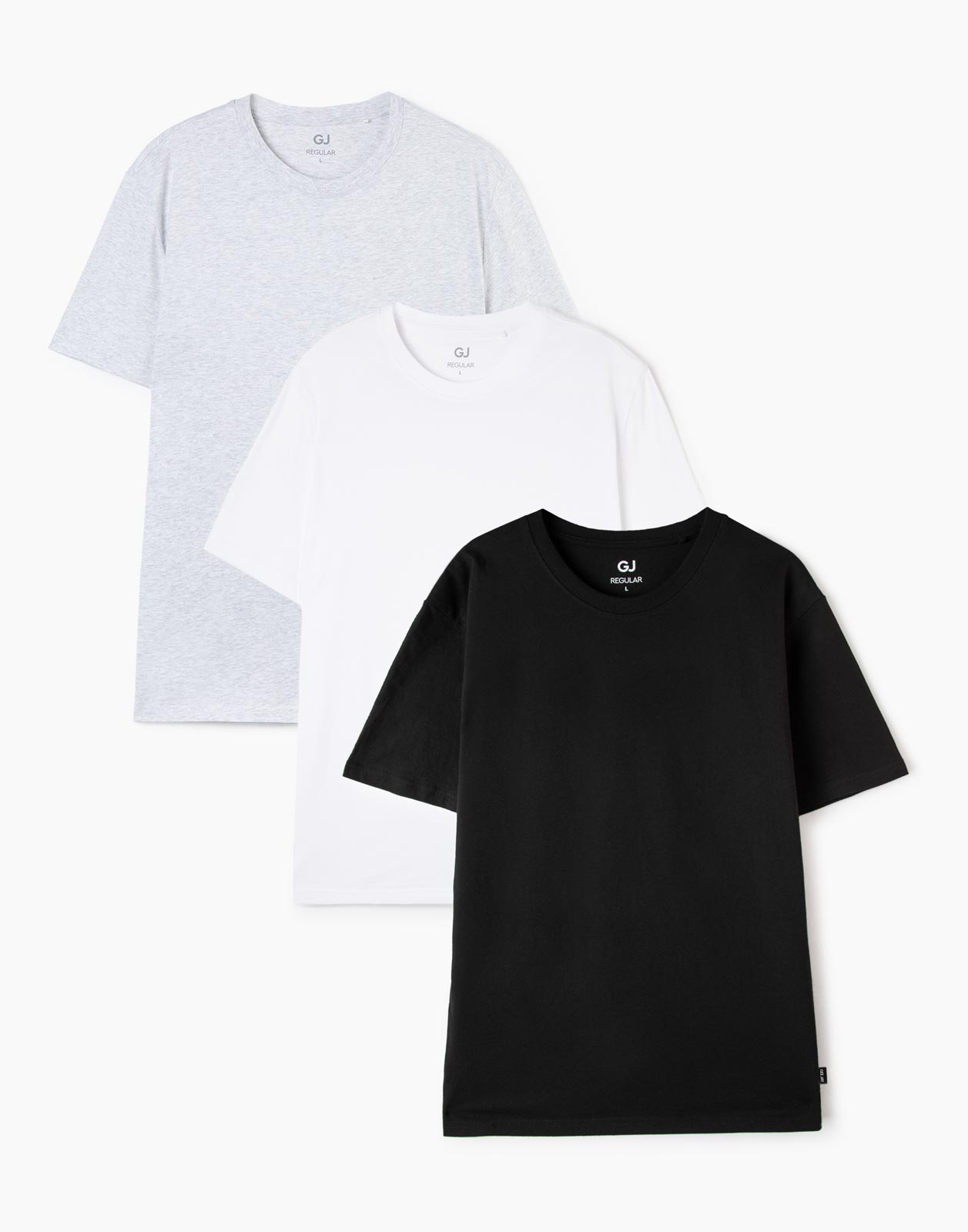 Комплект футболок мужских Gloria Jeans BSE000706 черный; белый; серый XS