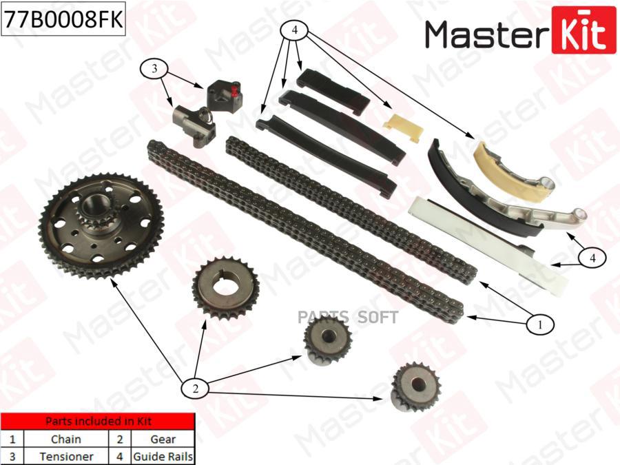 

Комплект Цепи Грм Nissan Almera Tino/X-Trail 2.2d-2.5d Yd22ddt 00 77b0008fk MasterKit арт.