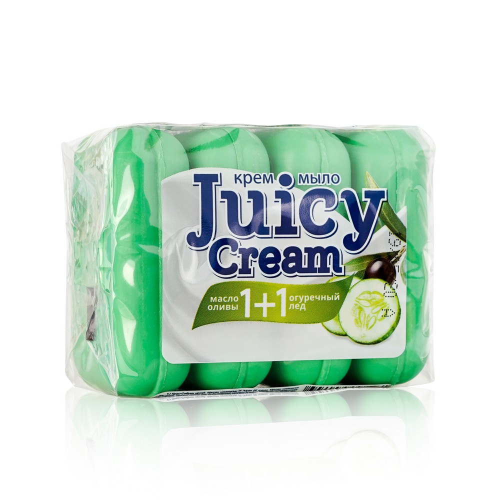 

Туалетное мыло Juicy cream масло оливы + огуречный лед 4*90г