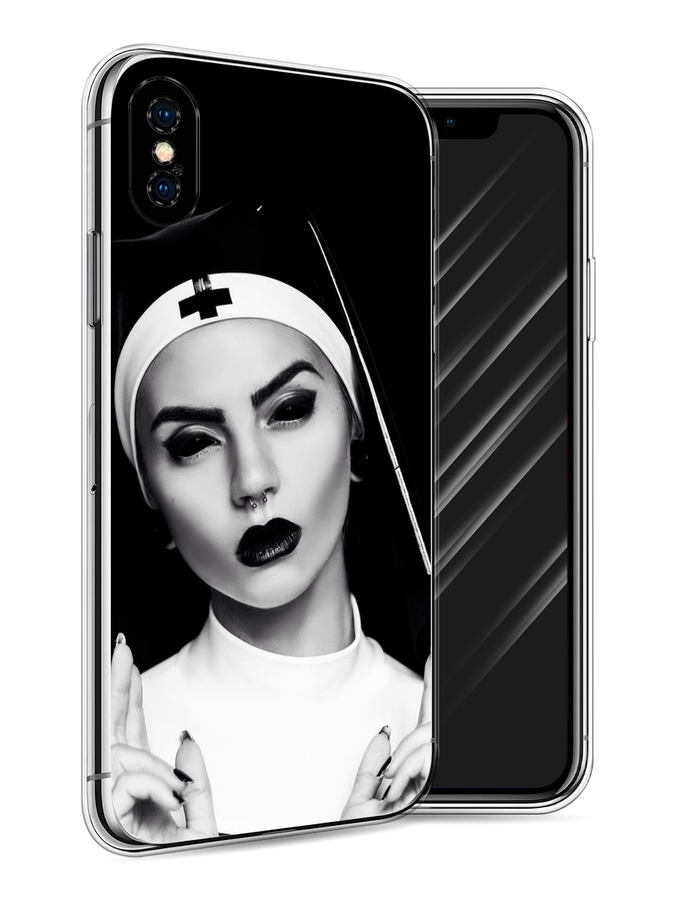 

Чехол Awog на Apple iPhone X (10) / Айфон X (10) "Черная монашка", Разноцветный, 11050-9