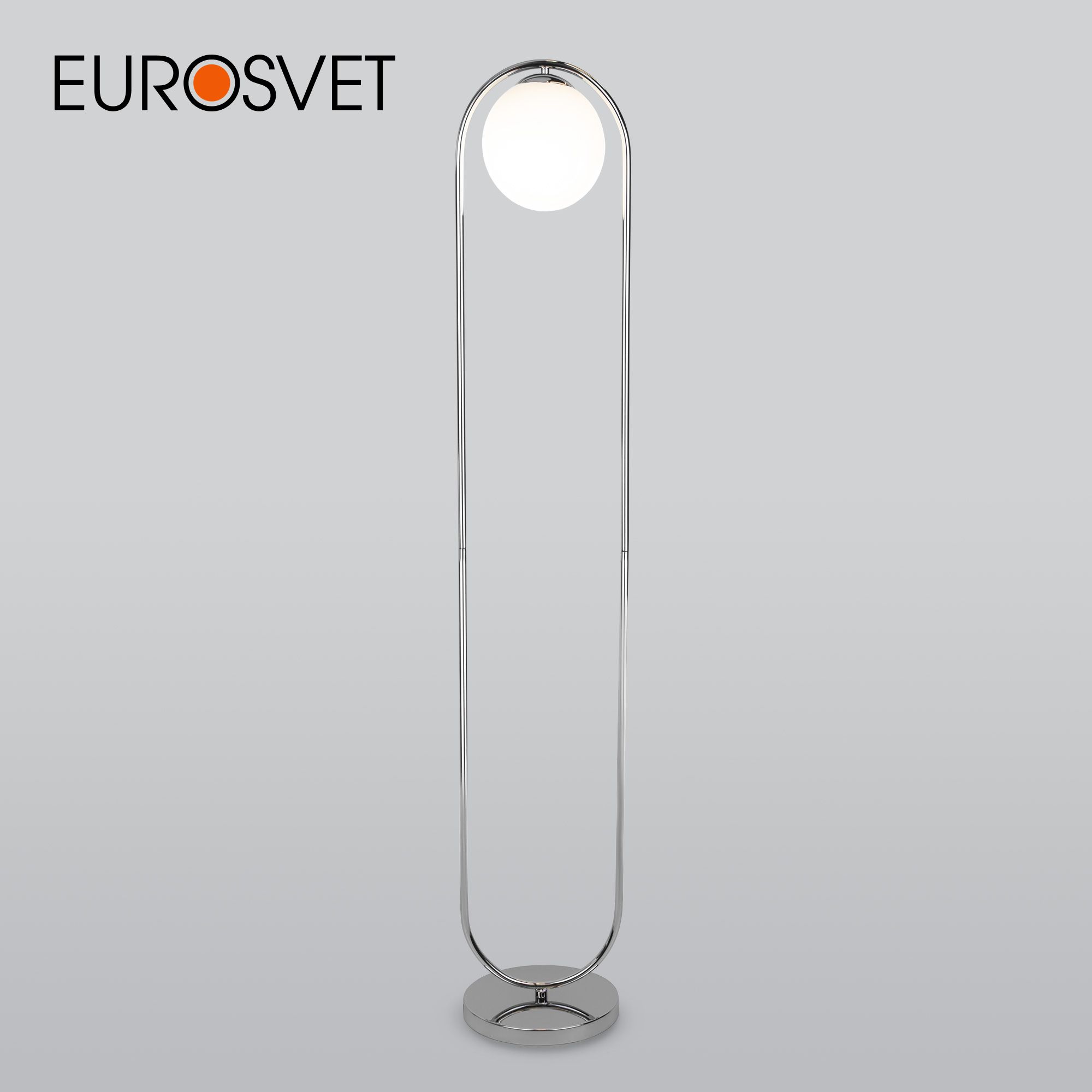 

Напольный светильник Eurosvet Ringo 01139/1 хром с белым матовым плафоном из стекла E27