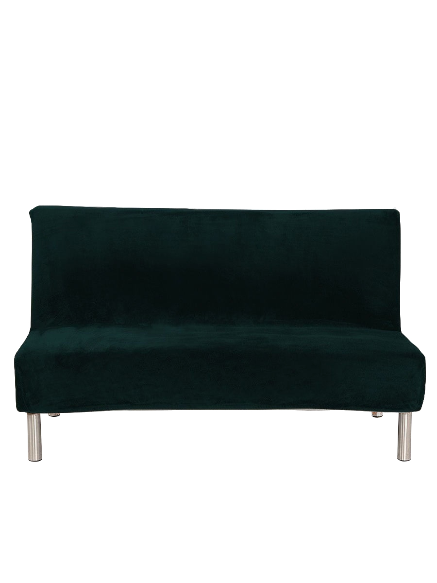 Чехол на двухместный диван без подлокотников Виктория хоум декор Бруклин темно-зеленый