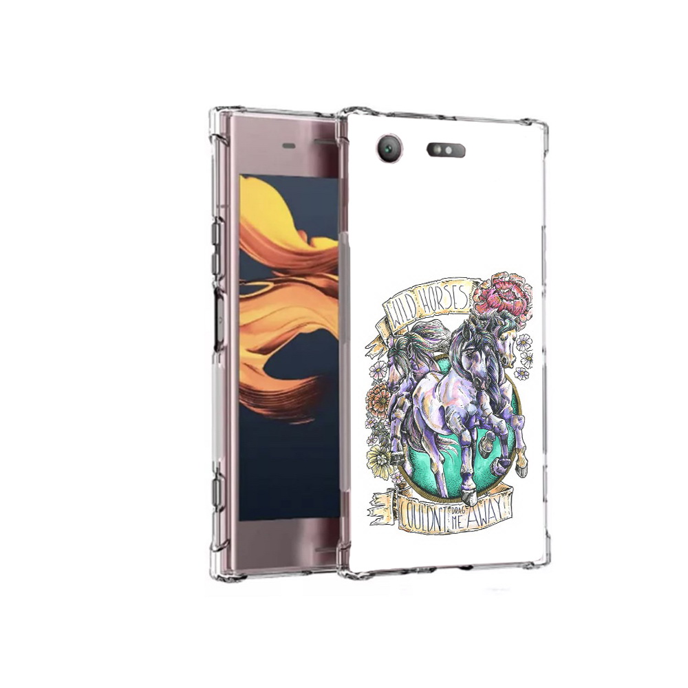 

Чехол MyPads Tocco для Sony Xperia XZ1 Compact рисунок коней в цветах (PT91855.237.582), Прозрачный, Tocco