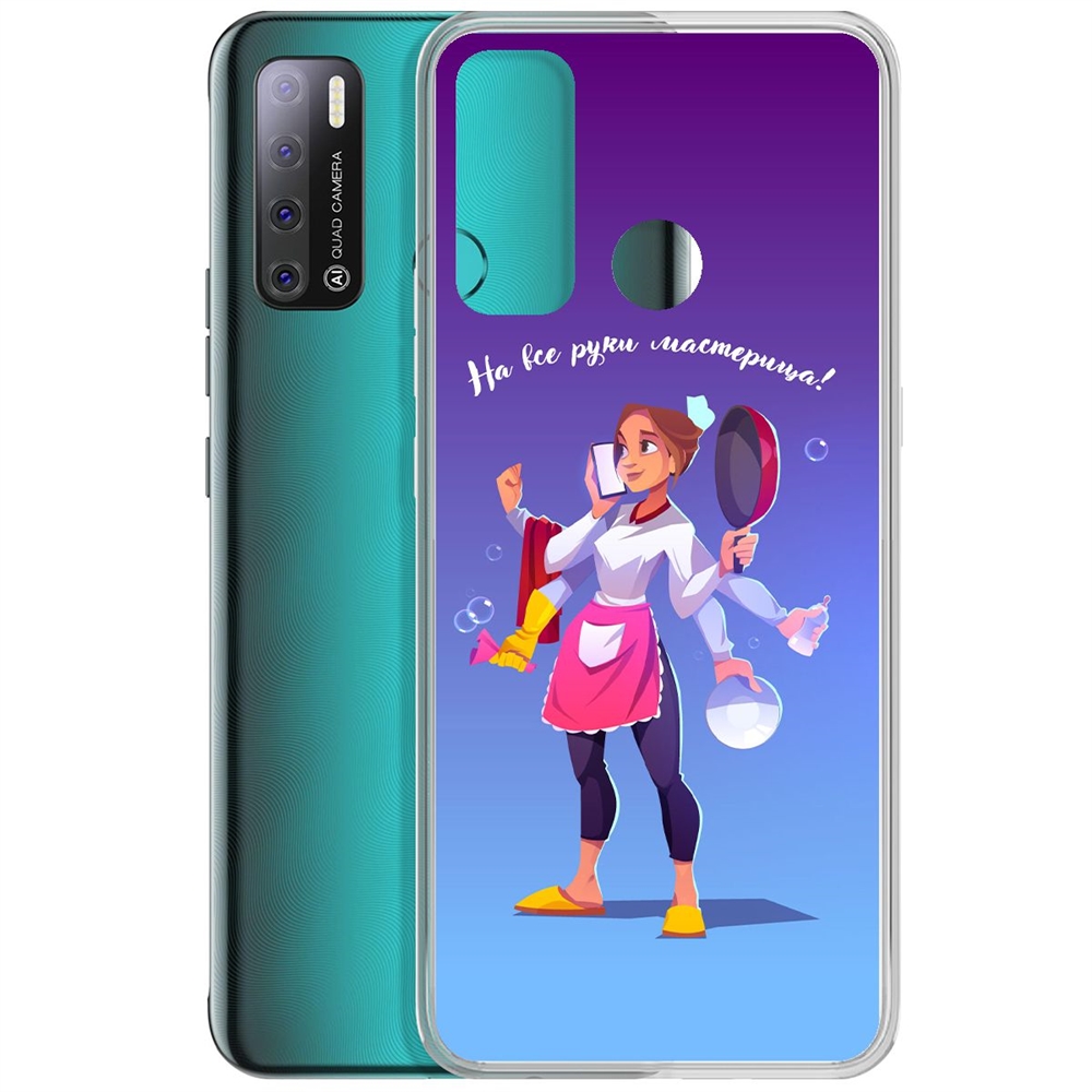 фото Чехол-накладка krutoff clear case на все руки мастерица для tecno pouvoir 4