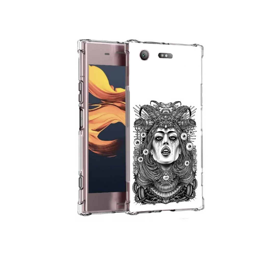 

Чехол MyPads Tocco для Sony Xperia XZ1 Compact портрет девушки черно белый, Прозрачный, Tocco