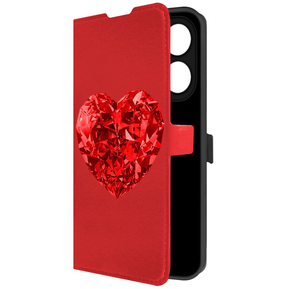 

Чехол-книжка Krutoff Eco Book для TECNO Spark 20 Pro Рубиновое сердце (красный)