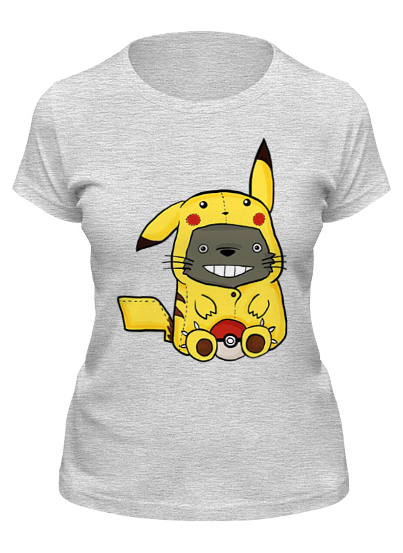 

Футболка женская Printio Тоторо/пикачу серая XL, Тоторо/пикачу