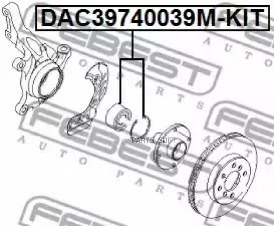 

Подшипник ступицы передний (компл) ford connect 02-> /39x74x39mm febest dac39740039m-kit