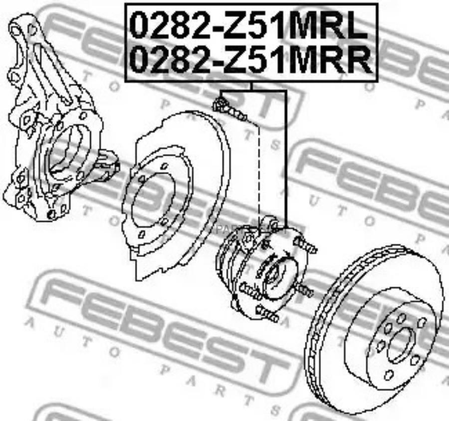 

Ступица передняя в сборе r nissan teana (j32) 08-> mot.3.5l febest 0282-z51mrr