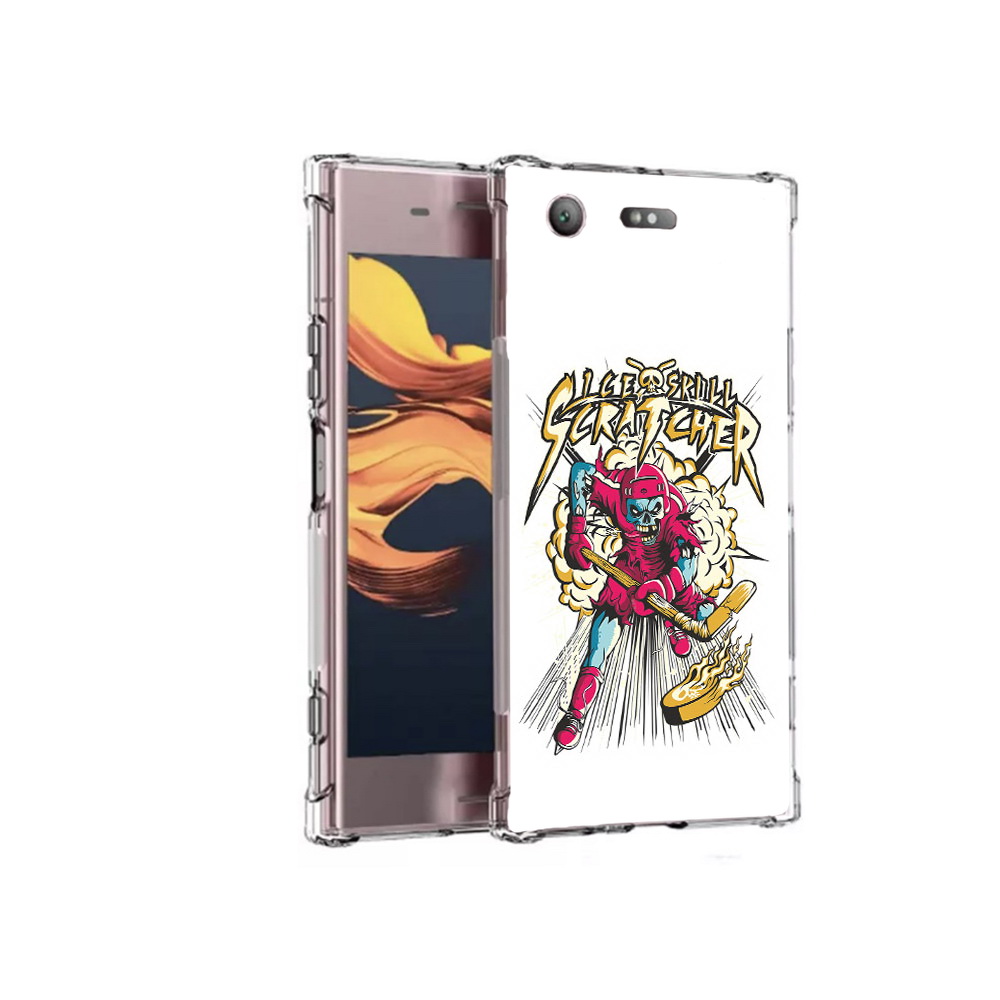 

Чехол MyPads Tocco для Sony Xperia XZ1 Compact нарисованный скелет хоккеист, Прозрачный, Tocco