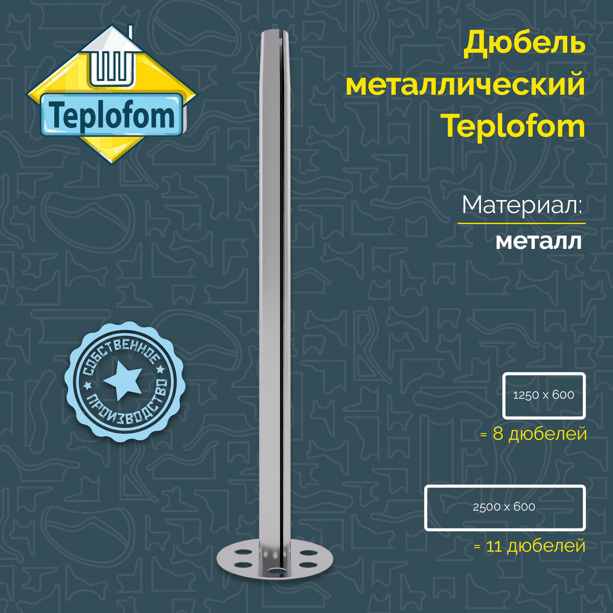 Дюбель металлический Teplofom+ FIX FID 80 мм в уп. 10шт.