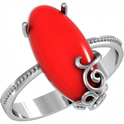 

Кольцо из серебра с кораллом р. 20 ПРИВОЛЖСКИЙ ЮВЕЛИР 261299-KR26, 261299-KR26